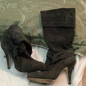 Grey suede slouchy boots